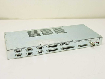 CLI Compression Labs Magnitude 410802-01 Multiplexer Modulator Interface – front panel angled view showing DB9 ports and product label