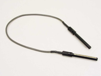 Dynatech 12-pin pogo pin spring contact cable, full view showing flexible gray cable and black connector bodies, approximately 2.5 feet in length