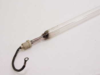 IHF 6548A4CHD 48-inch UV curing lamp showing one end with attached black lead wire and ring terminal connector
