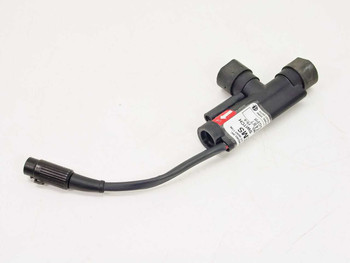 Gems Sensors FS-5 Flow Switch 0.75 GPM – left-side view showing full unit and label with red indicator