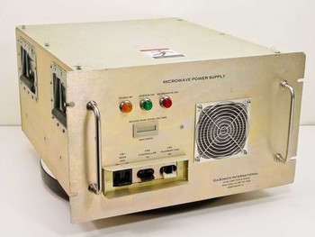 Gasonics Scorpion DC Section Microwave Power Supply 12-300000-30 — front panel view showing Stand By, System On, and Microwave On indicator lights, Magnetron Total On Time display, and circuit breakers CB1 CB2 CB3