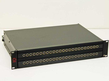 AVP 24-Port Video Jack Patchbay 2U Rackmount — front angled view showing two rows of video jacks
