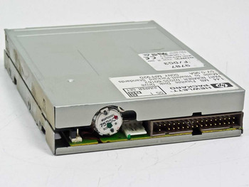HP Sony MPF920-F floppy drive – right side and rear view showing 34-pin IDC connector and HP Hewlett-Packard label