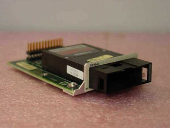 Cabletron FPIM-00 Multimode Fiber Port Interface Module — angled view showing SC fiber connector and gold edge connector pins