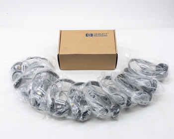 HP 5182-3552 LT-100 computer headphones — box of 10 units individually bagged alongside Hewlett-Packard box