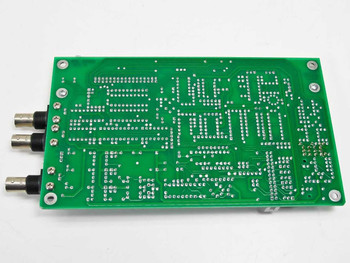 Guzik Universal Preamp IV 302250 PCB solder side view showing reverse of board and BNC connector posts