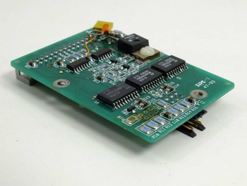 Guzik Tri-Amp 4610R MR-Head PCB Module 303010 – reverse angled view showing solder side, ICs, trim pot, and signal header connectors