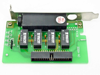 Valor EN-400IE Rev B network extension card – top view showing four FL1012 audio transformers and IDC headers
