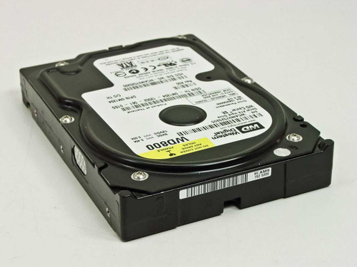 Western Digital WD800JD WD Caviar SE 80GB 3.5-inch SATA hard drive — angled top view showing label and platters