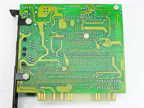 Smart Modem 1200B ISA modem — PCB rear/solder side showing board revision 500212 Rev C and FCC Part 68 compliance marking