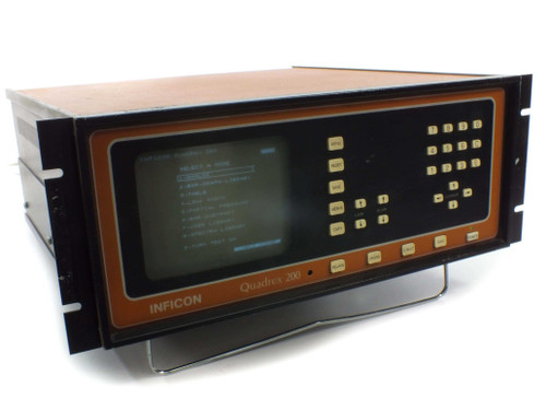 Inficon Quadrex 200 Residual Gas Analyzer 901-002-G1 – front panel with CRT display and keypad, angled right view