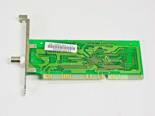 Artisoft PCB 2000/C Rev F ISA network card – rear (solder side) with label showing PCB 2000/C REV F 2L and barcode 0000030125