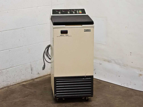 Tomy MRX-152 High Speed Refrigerated Micro Centrifuge – front left view showing control panel and cabinet