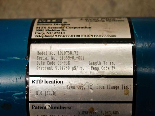 MTS Analog Level and Temperature Transmitter w/o Buoy Level Plus A910750172