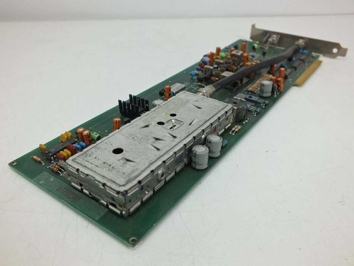 DEI Sharp ISA TV tuner card – reverse side view showing large shielded tuner can, capacitors, and full PCB length with ISA edge connector
