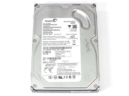 Seagate ST3160812AS Barracuda 7200.9 160GB 3.5in SATA hard drive – top label showing model, P/N 9BD132-033, and power ratings