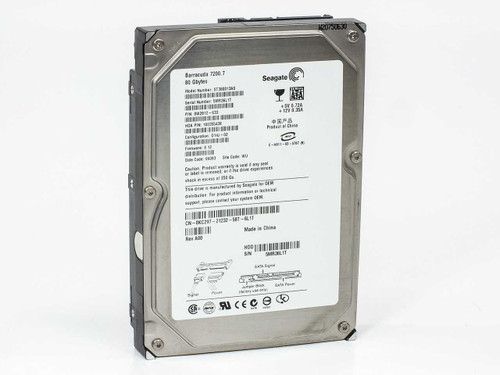 Seagate Barracuda 7200.7 ST380013AS 80GB 3.5-inch SATA hard drive — top label view showing model number, Dell CN and Rev A00 markings
