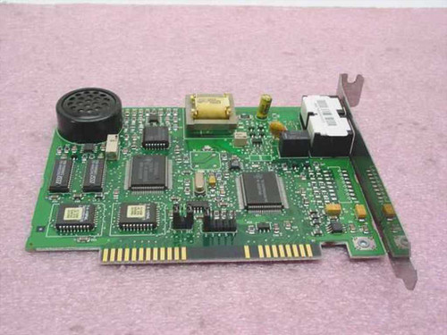 US Robotics 00027606 ISA fax modem card — rear/component side view showing main controller ICs, transformer, and bracket-mounted RJ-11 ports