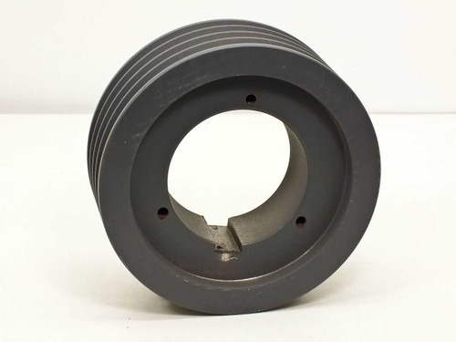 Browning 4R5V80 4-groove cast iron V-belt sheave front face showing bore, keyway, and four 5V grooves