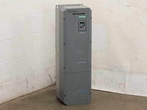 Siemens Midimaster Eco 6SE9525-4CJ50 frequency inverter — three-quarter front-left view of full floor-standing enclosure