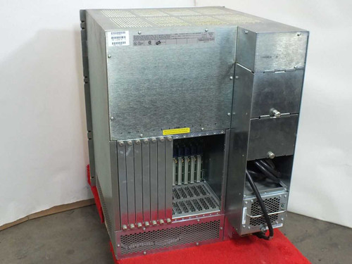Wellfleet 75040 BCN chassis – rear view showing open card cage with installed modules and Zytec power supply compartment