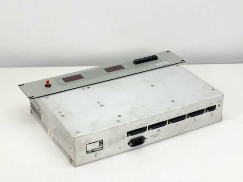 Varian VJW1455B1 Channel Select Assembly – three-quarter view showing front panel and rear connector panel with IEC power inlet