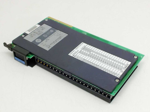 Allen-Bradley 1771-IBD DC Input Module – angled front-left view showing face label, wiring connector, and backplane edge connector