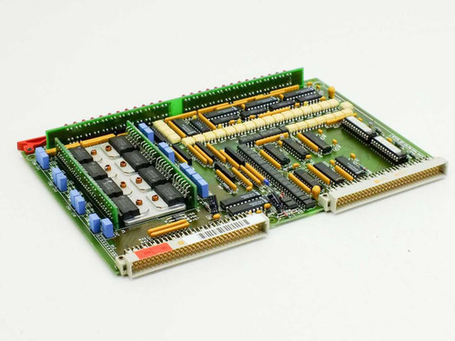 Netstal DIO 110.240.9216a Komplett I/O control board — top-side component view showing ICs, DIP sockets, relays, and edge connector