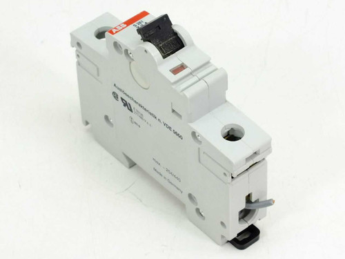 ABB S281UC-Z3 1-pole DIN rail circuit breaker – left-side angle view showing UL and VDE markings on housing