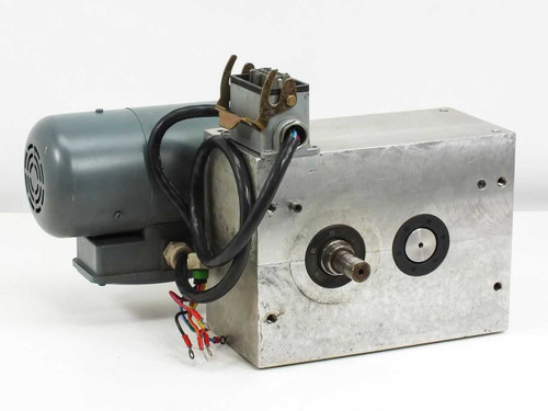 Taktomat IP 80 E indexing drive — rear-left three-quarter view showing output shaft side, motor fan end, and wiring leads
