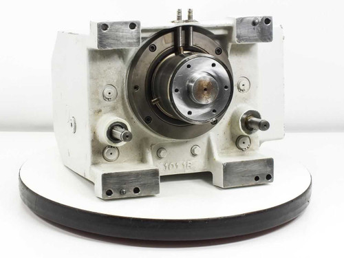 Singulus Technologies TC3-5--03 Rotary Index Module – front face view showing central precision rotary output hub and two alignment pins