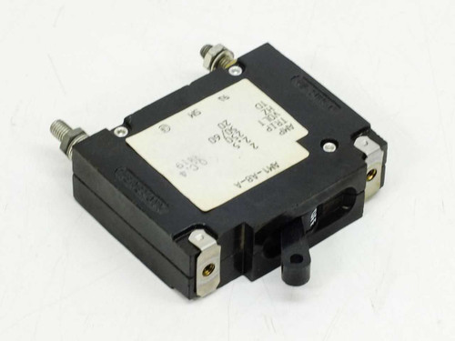 Heinemann AM1-A8-A circuit breaker – side/rear angle view showing screw terminals and toggle actuator in OFF position