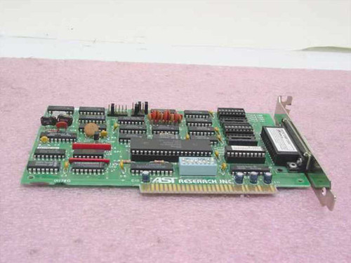 AST Research CC-432 ISA card reverse side showing full PCB layout with ICs, capacitors, and DB25 port on bracket