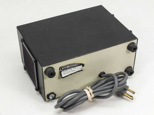 Hybond FOS 101 lamp power supply — rear three-quarter view showing power cord exit and rubber feet; model and serial label partially visible