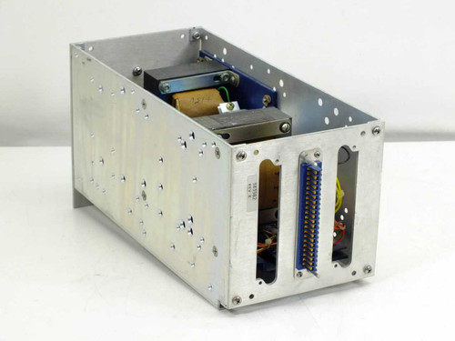 ESI 83562 Power Supply Module – left-side three-quarter view showing aluminum enclosure and rear multi-pin plug-in connector openings