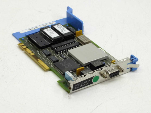 IBM 25F7540 MCA Token Ring 4MB network adapter card — angled top view showing component side with blue MCA card guides