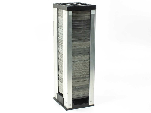 Nanosolar NanoCell CIGS solar cells stacked in full 1000-cell carrier tray — full tower view