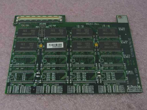 Toshiba PA2036U 16MB laptop memory upgrade module front — Simple Technology STT700 board with SEC memory chips, D0363 Rev label, Made in USA