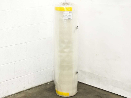 Isovoltaic 370792 solar panel encapsulant film roll standing upright, wrapped in protective plastic with yellow tape