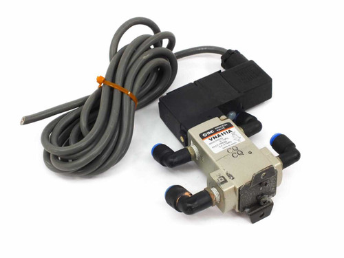 SMC VNA111A 2-Way Process Valve with solenoid operator and wiring harness — full assembly view