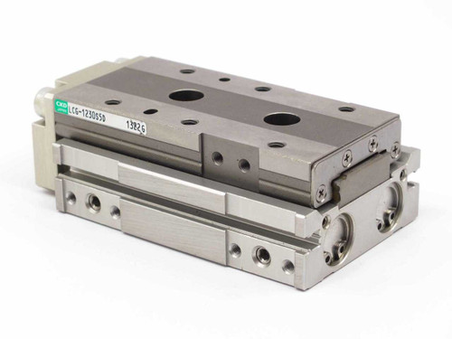 CKD LCG-1230S5D linear slide cylinder — top and side view with model label visible on body