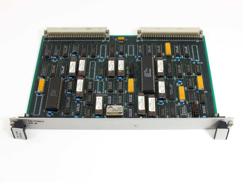 Hughes 7742917 RZ Tone Digital VME Board Card Assembly — component side top view showing ICs and front panel faceplate