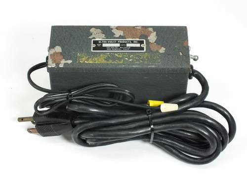 Ultra-Violet Products SCT-1 UV pencil lamp power supply – top and front view showing rating plate and output cord with yellow connector cap