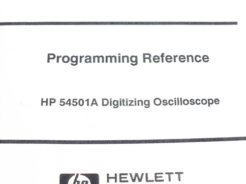 HP 54501A Digitizing Oscilloscope Programming Reference title page showing Hewlett-Packard logo and publication details