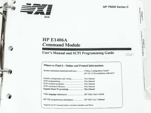 HP E1406A Command Module User's Manual and SCPI Programming Guide title page showing HP 75000 Series C designation