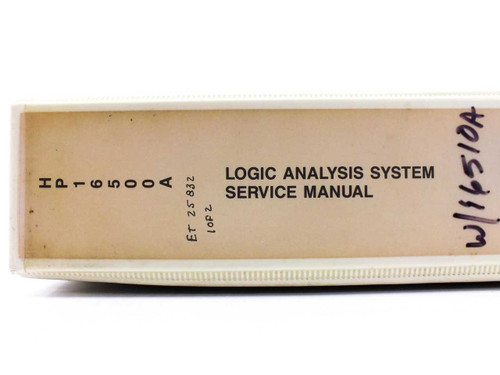 HP 16500A Logic Analysis System Service Manual spine showing title and handwritten inventory notes