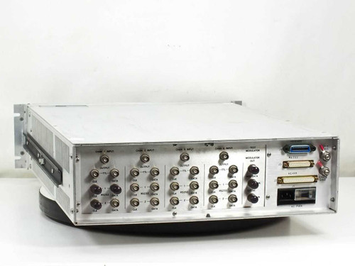 Aydin 3053 Demodulator Bit Sync rear panel view showing four channel input BNC connectors, RS-232, RS-449, IEEE-488, and AC power inlet