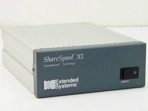 Extended Systems ESI-2289A ShareSpool XL front panel showing brand logo, ExtendedLink Technology label, and ABORT button