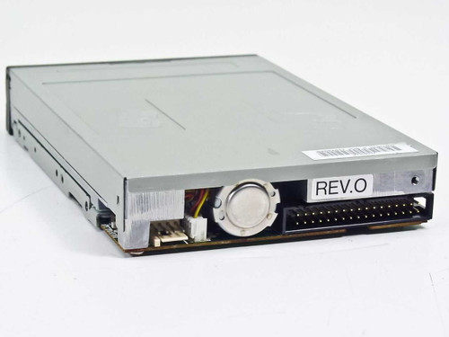 Sony MP-F17W-FP floppy drive — rear-right angled view showing 34-pin connector and REV.O label