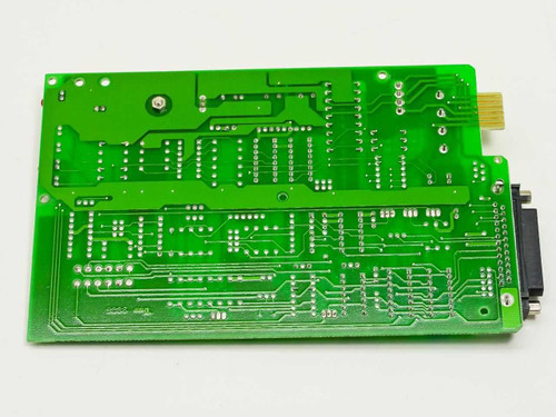 Widget World 9406 V1.2 RS-232 RS-422 Converter Card – solder side showing PCB traces and rear DB9 connector